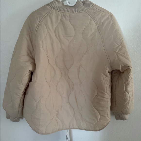 Cream Beige Puffer Jacket Coat Quilted Women’s Size Small Zip Up - Picture 3 of 8